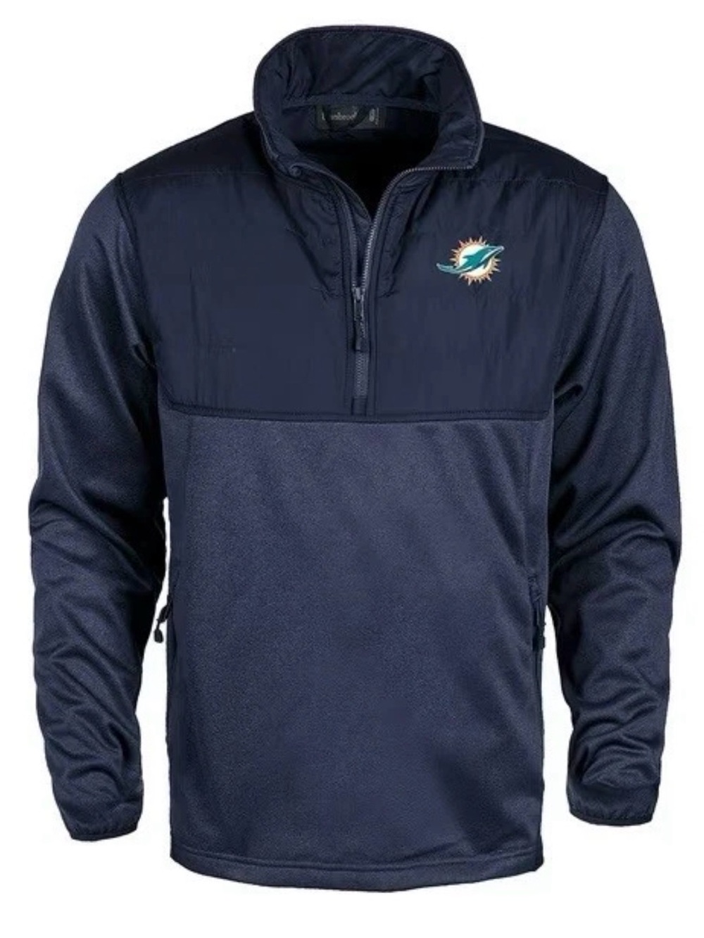 NFL Miami Dolphins Embroidered logo Blue Adult Quarter-zip pullover jacket